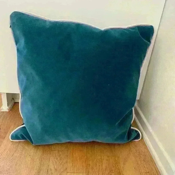 Velvet teal throw accent  pillow with insert . - Picture 2 of 5